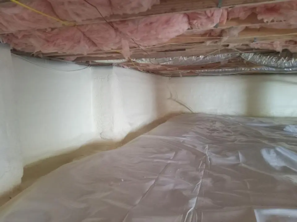 Crawl space encapsulation with closed-cell spray foam for Storm Damage Roof Repair in Alexandria